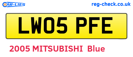 LW05PFE are the vehicle registration plates.