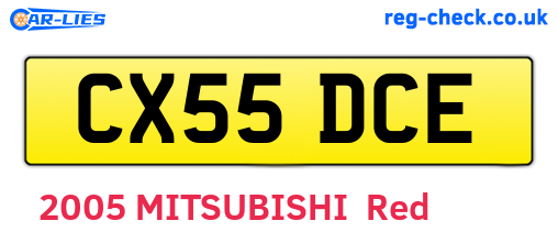 CX55DCE are the vehicle registration plates.