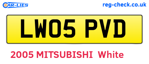 LW05PVD are the vehicle registration plates.