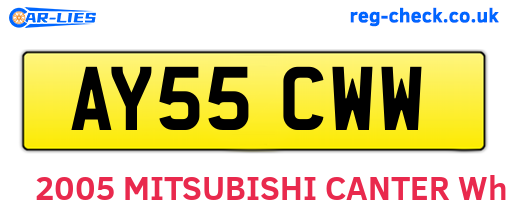 AY55CWW are the vehicle registration plates.