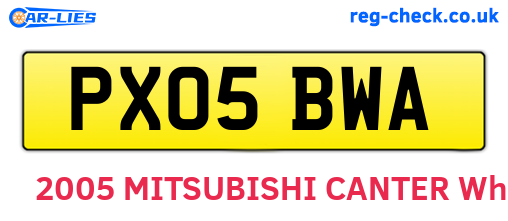 PX05BWA are the vehicle registration plates.