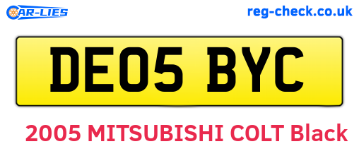 DE05BYC are the vehicle registration plates.