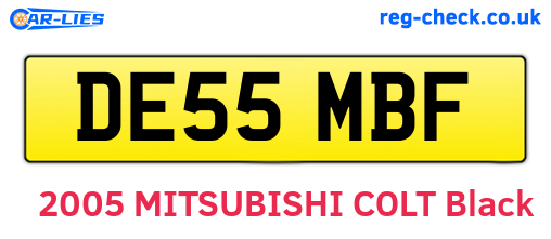 DE55MBF are the vehicle registration plates.