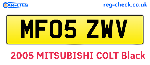 MF05ZWV are the vehicle registration plates.