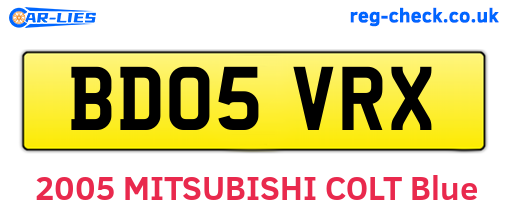 BD05VRX are the vehicle registration plates.