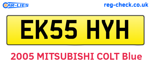 EK55HYH are the vehicle registration plates.