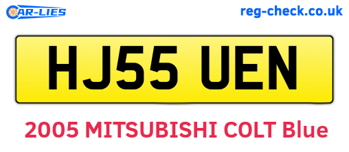 HJ55UEN are the vehicle registration plates.
