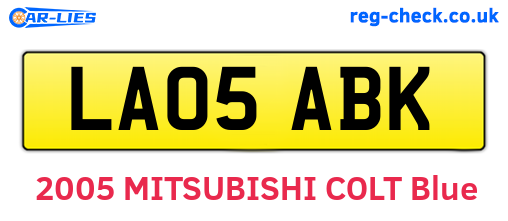 LA05ABK are the vehicle registration plates.