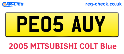 PE05AUY are the vehicle registration plates.