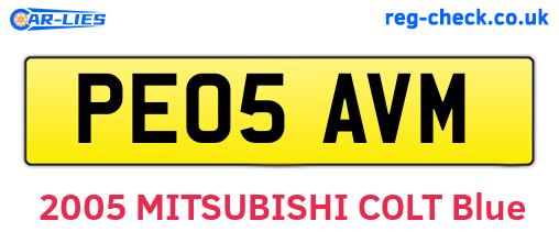 PE05AVM are the vehicle registration plates.