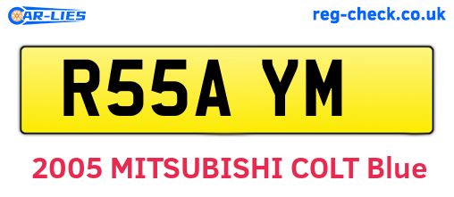 R55AYM are the vehicle registration plates.