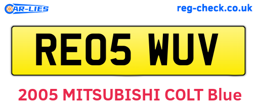 RE05WUV are the vehicle registration plates.