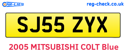 SJ55ZYX are the vehicle registration plates.