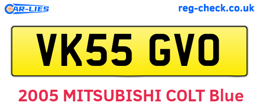 VK55GVO are the vehicle registration plates.
