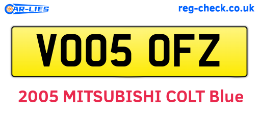VO05OFZ are the vehicle registration plates.