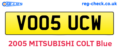 VO05UCW are the vehicle registration plates.