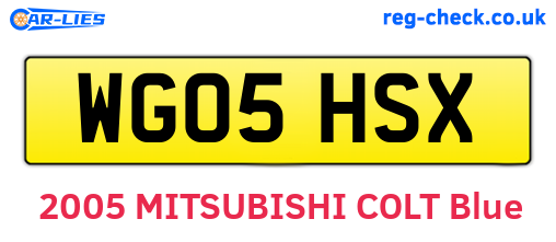 WG05HSX are the vehicle registration plates.