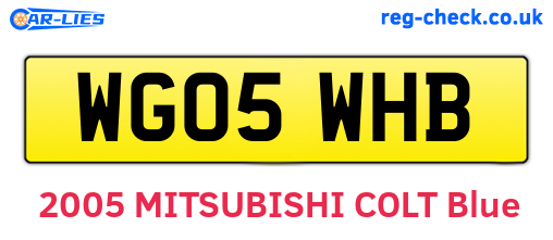 WG05WHB are the vehicle registration plates.