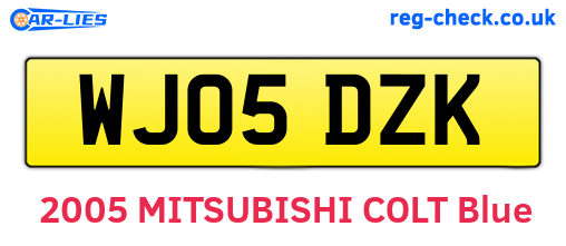 WJ05DZK are the vehicle registration plates.