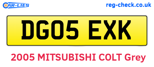 DG05EXK are the vehicle registration plates.