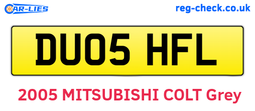 DU05HFL are the vehicle registration plates.