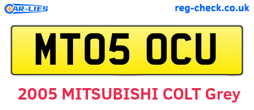 MT05OCU are the vehicle registration plates.