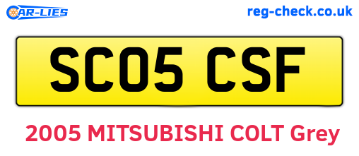 SC05CSF are the vehicle registration plates.