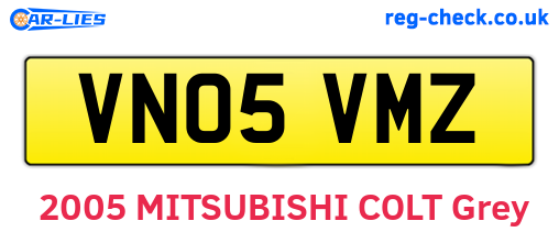 VN05VMZ are the vehicle registration plates.