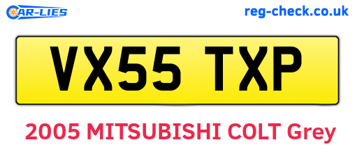 VX55TXP are the vehicle registration plates.