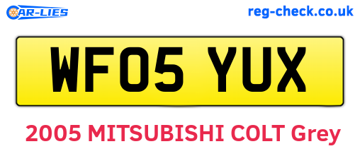 WF05YUX are the vehicle registration plates.
