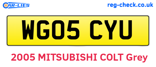 WG05CYU are the vehicle registration plates.