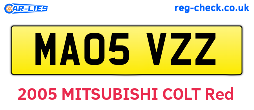 MA05VZZ are the vehicle registration plates.