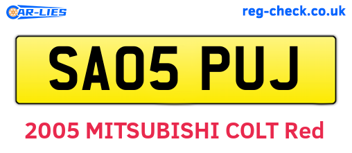SA05PUJ are the vehicle registration plates.