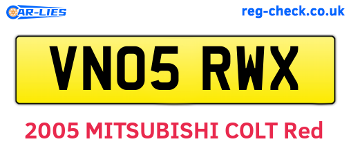 VN05RWX are the vehicle registration plates.