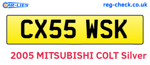 CX55WSK are the vehicle registration plates.