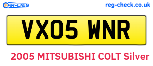 VX05WNR are the vehicle registration plates.