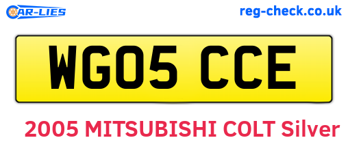 WG05CCE are the vehicle registration plates.