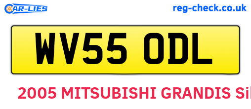 WV55ODL are the vehicle registration plates.