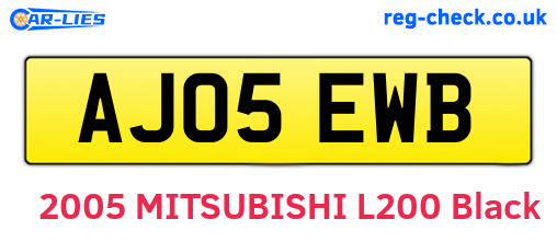 AJ05EWB are the vehicle registration plates.