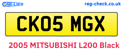 CK05MGX are the vehicle registration plates.