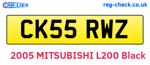 CK55RWZ are the vehicle registration plates.