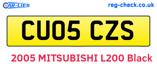 CU05CZS are the vehicle registration plates.