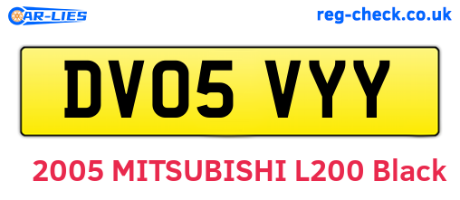 DV05VYY are the vehicle registration plates.