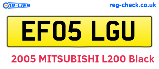 EF05LGU are the vehicle registration plates.