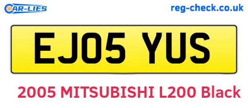 EJ05YUS are the vehicle registration plates.