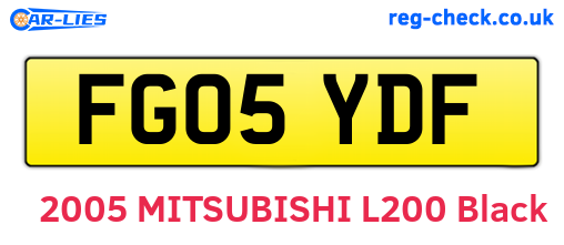 FG05YDF are the vehicle registration plates.