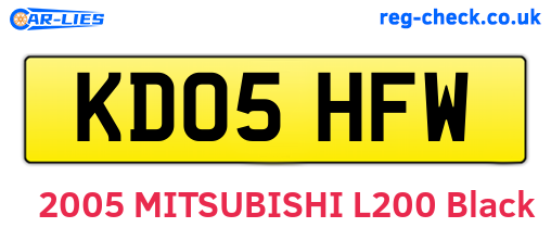 KD05HFW are the vehicle registration plates.