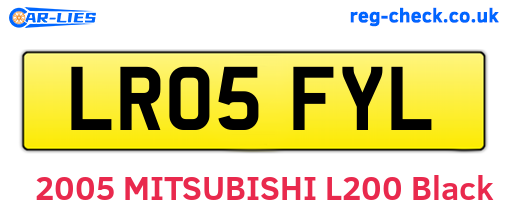 LR05FYL are the vehicle registration plates.