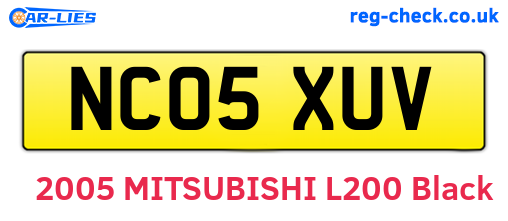 NC05XUV are the vehicle registration plates.
