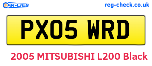 PX05WRD are the vehicle registration plates.